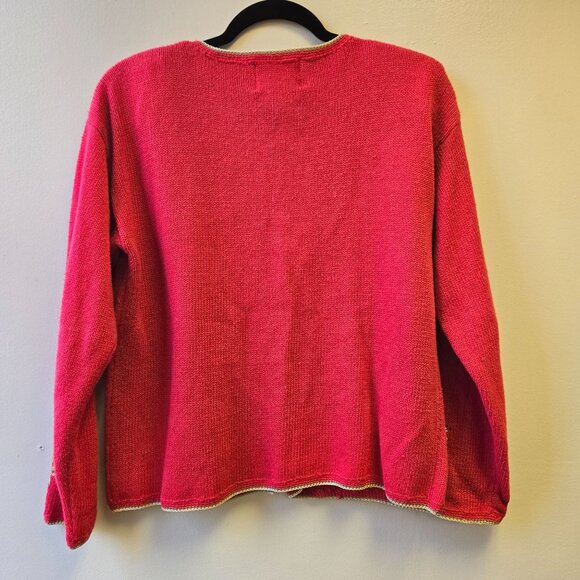 Heirloom Collectibles Vintage Cardigan Sweater Embroidered Granny Core Red - Picture 2 of 14